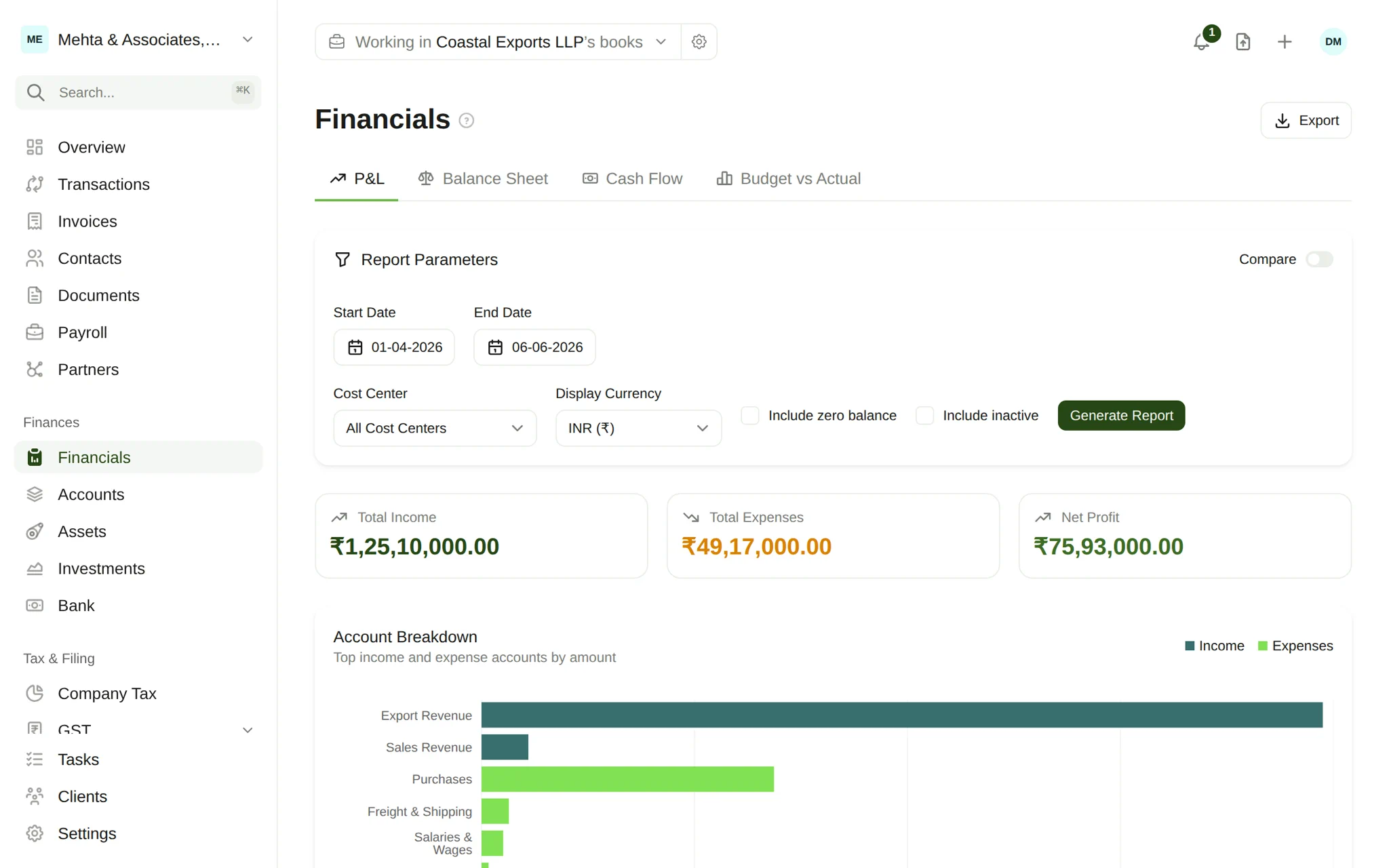 The WeKeep Profit & Loss statement — financial reporting